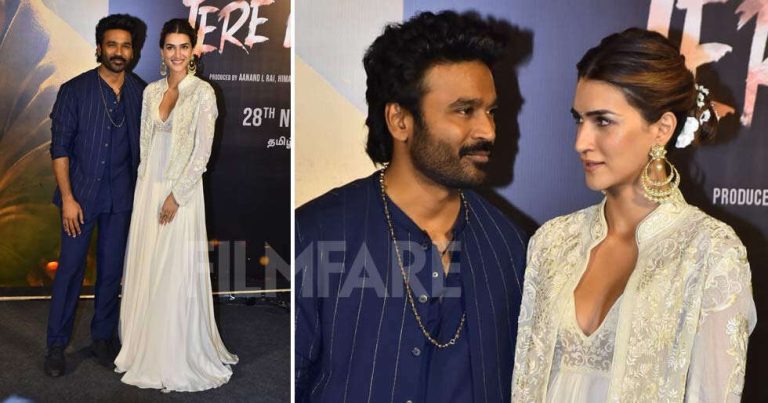 Dhanush & Kriti Sanon Snapped at The Trailer Launch of Tere Ishk Mein