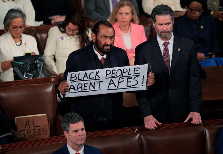 Rep. Al Green Held Up Black People Aren’t Apes Sign At SOTU
