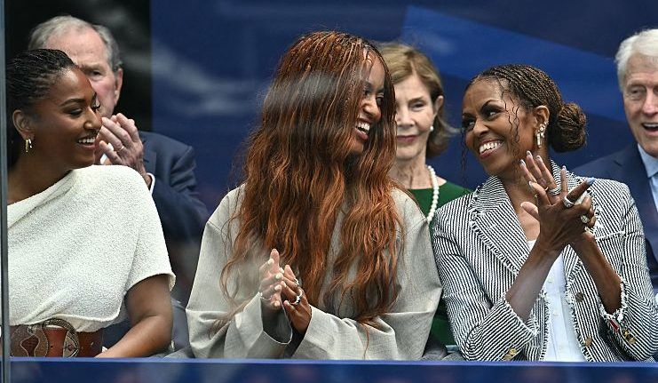 Michelle Obama, Sasha & Malia Wear Braids To Obama Center