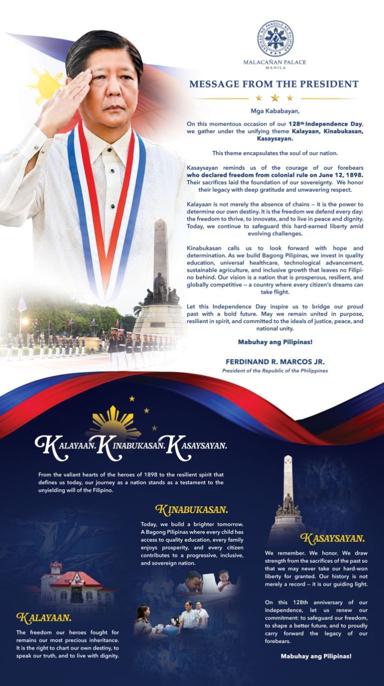 President Ferdinand R. Marcos, Jr. delivers message in celebration of the 128th Independence Day
